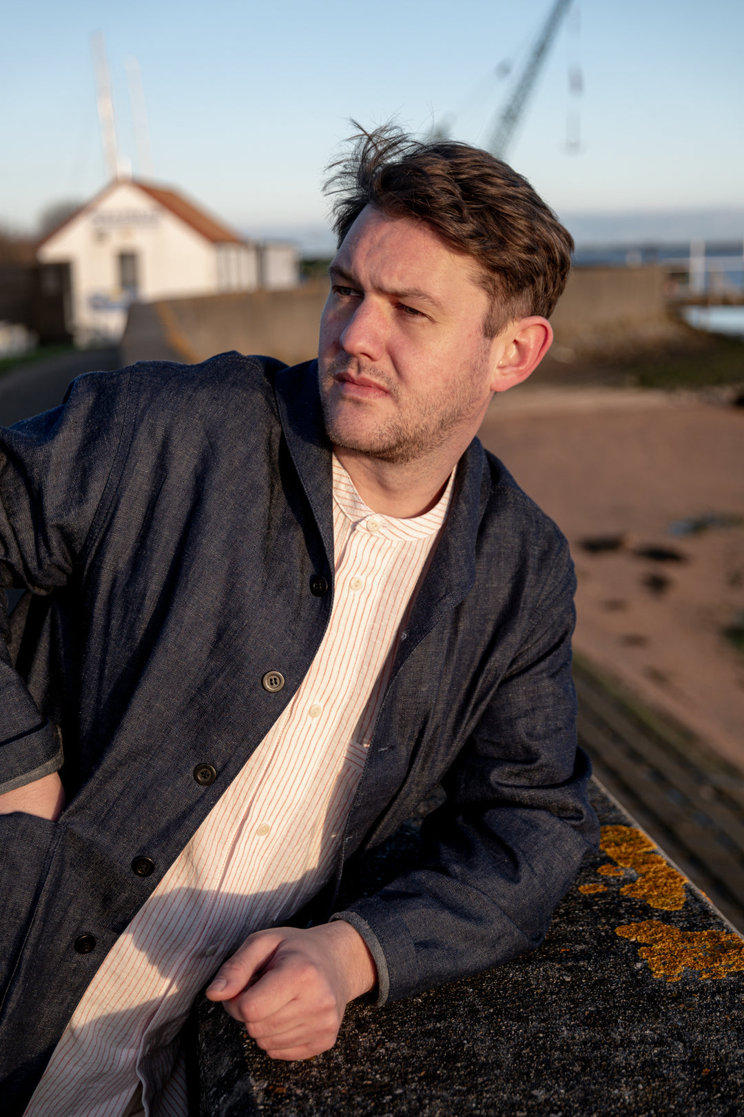 SE4 Shawl Collar Deck Jacket 11oz Japanese Denim| Blackhorse Lane