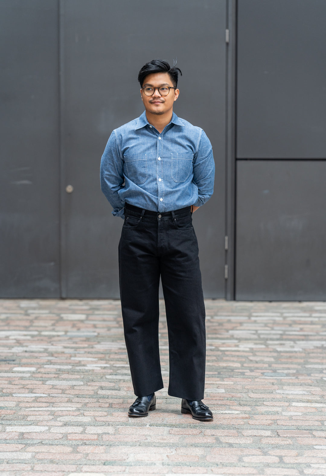 E6 Wide 'Stay Black' 14.5oz Italian Selvedge Unisex Jeans