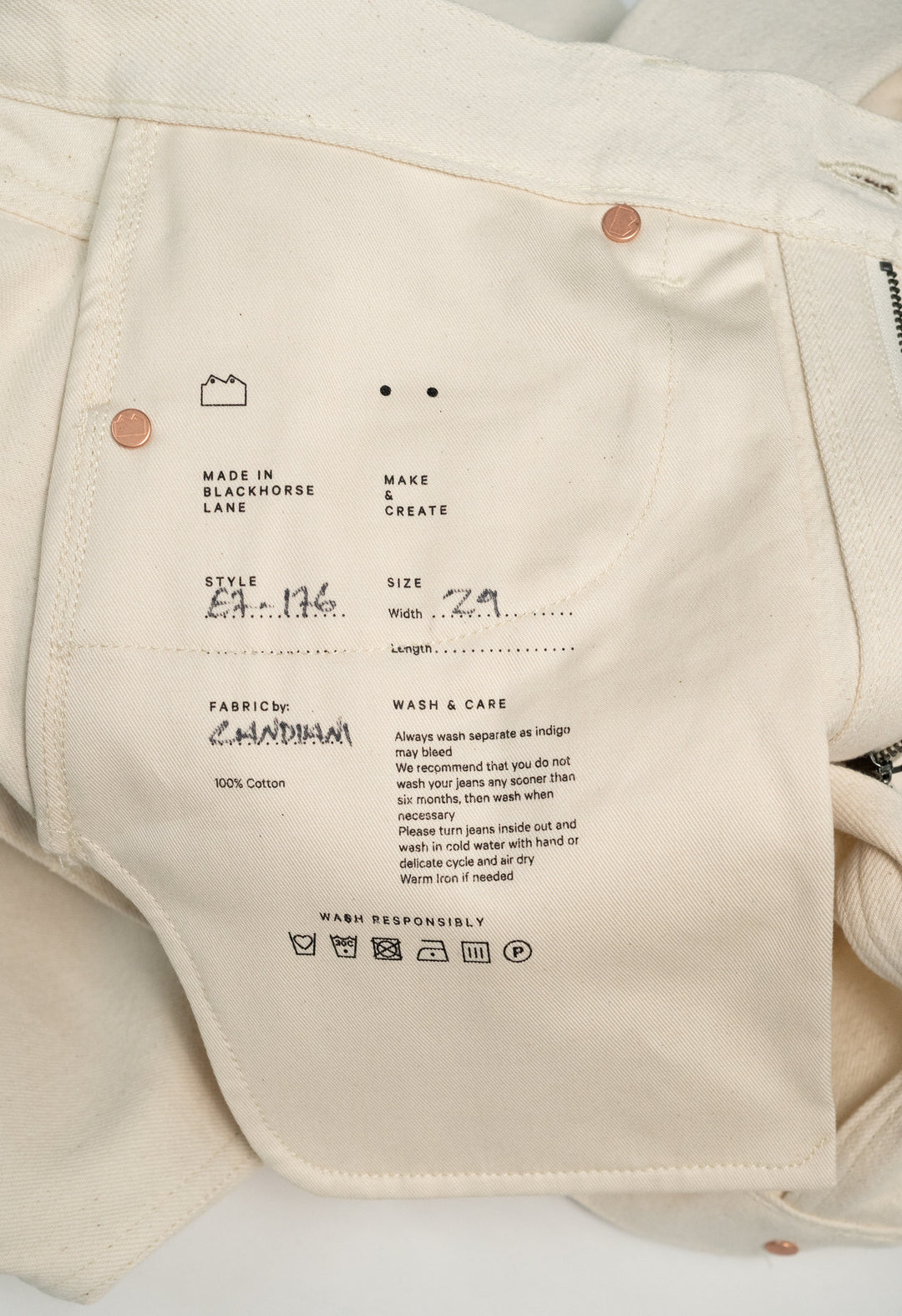 E7 High Waisted Wide Leg Ecru 13oz Italian Rinsed Selvedge Women