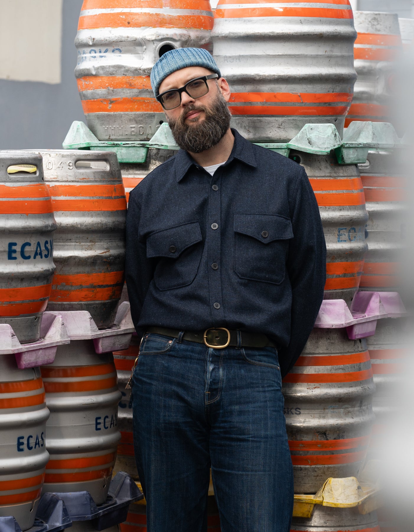 Blackhorse Lane Ateliers EC3 Men's Wool CPO Shirt Navy | King's Cross