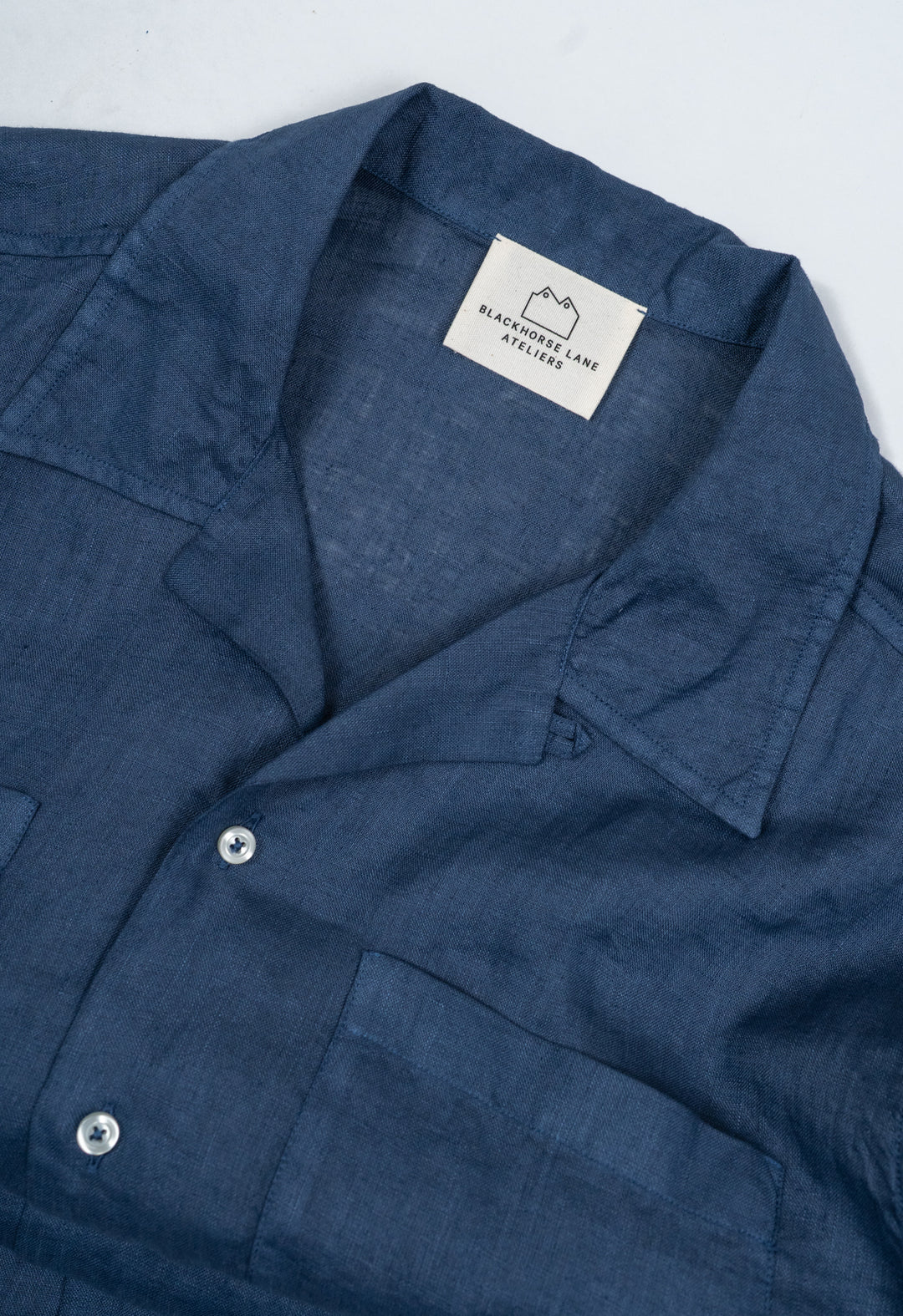 Men's Open Collar Linen Shirt - Navy – Blackhorse Lane Ateliers
