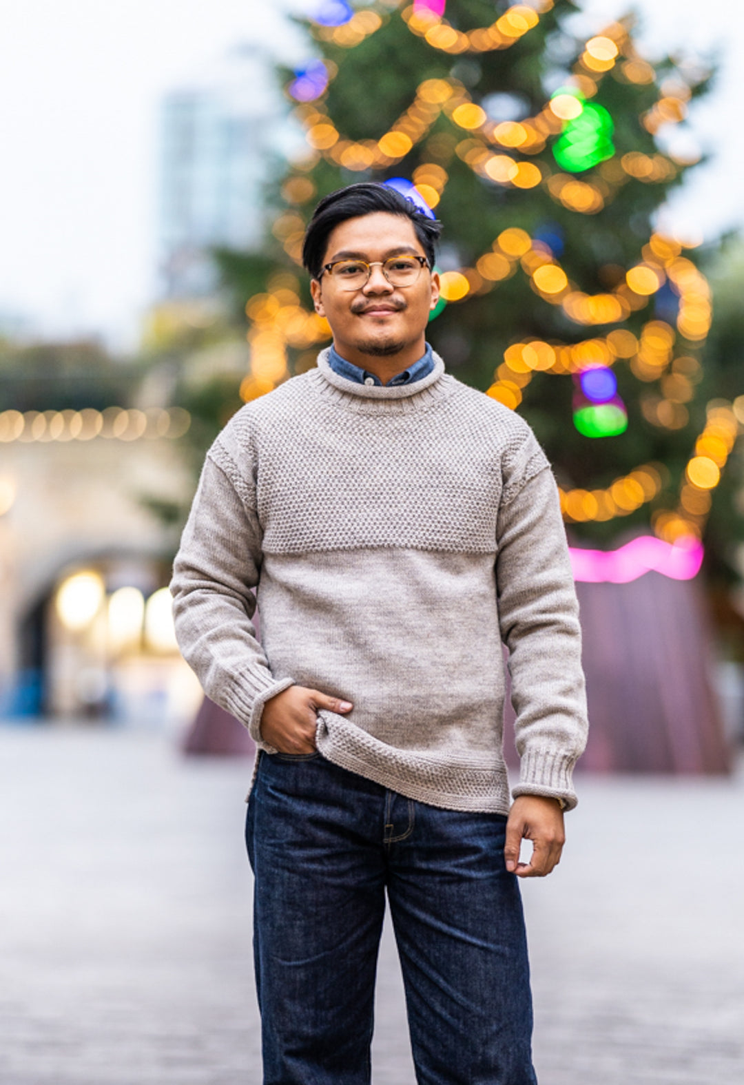 SE28 OATMEAL BRITISH WOOL GUERNSEY UNISEX SWEATER | Blackhorse