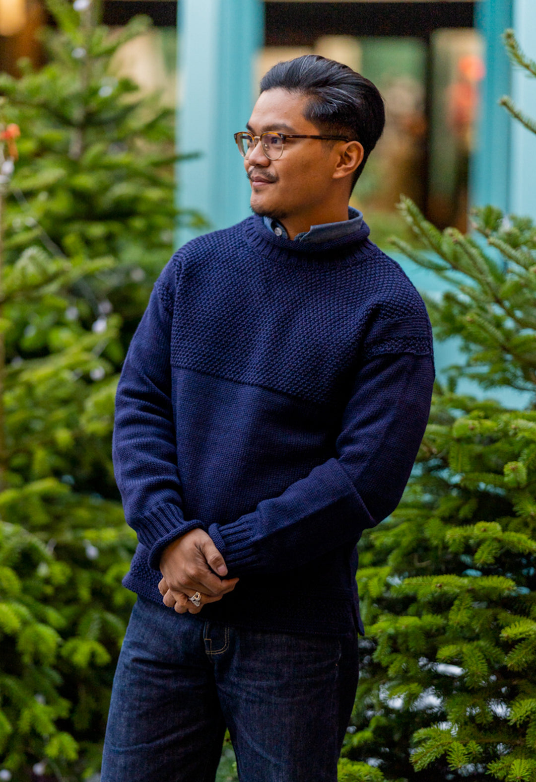 ショッピング販売店 Guernsey Woollens ICEMAN TWOTONE SWEATER 【公式 
