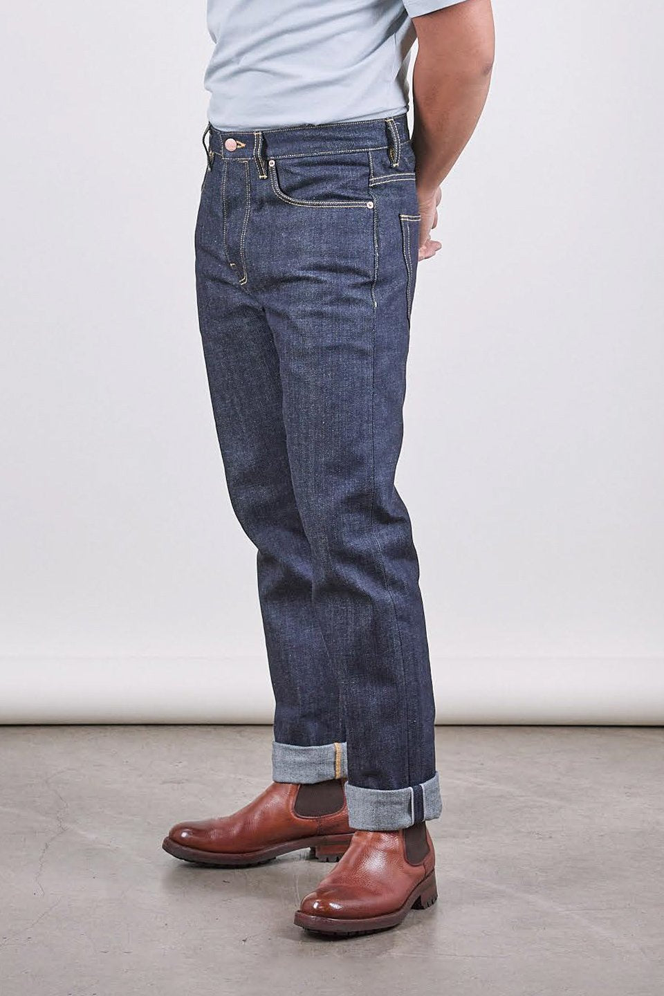 E5 Relaxed Tapered 13.75oz Italian Raw Indigo Selvedge Mens Jeans