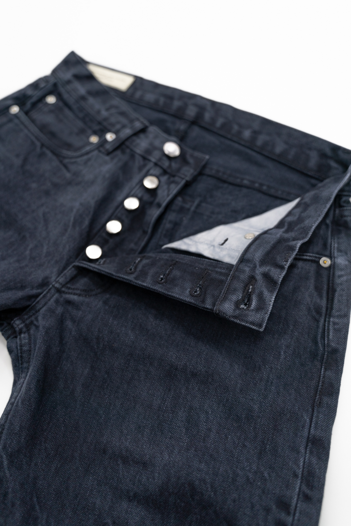 E8 Slim Tapered Washed Black 15oz Italian Selvedge Mens Jeans