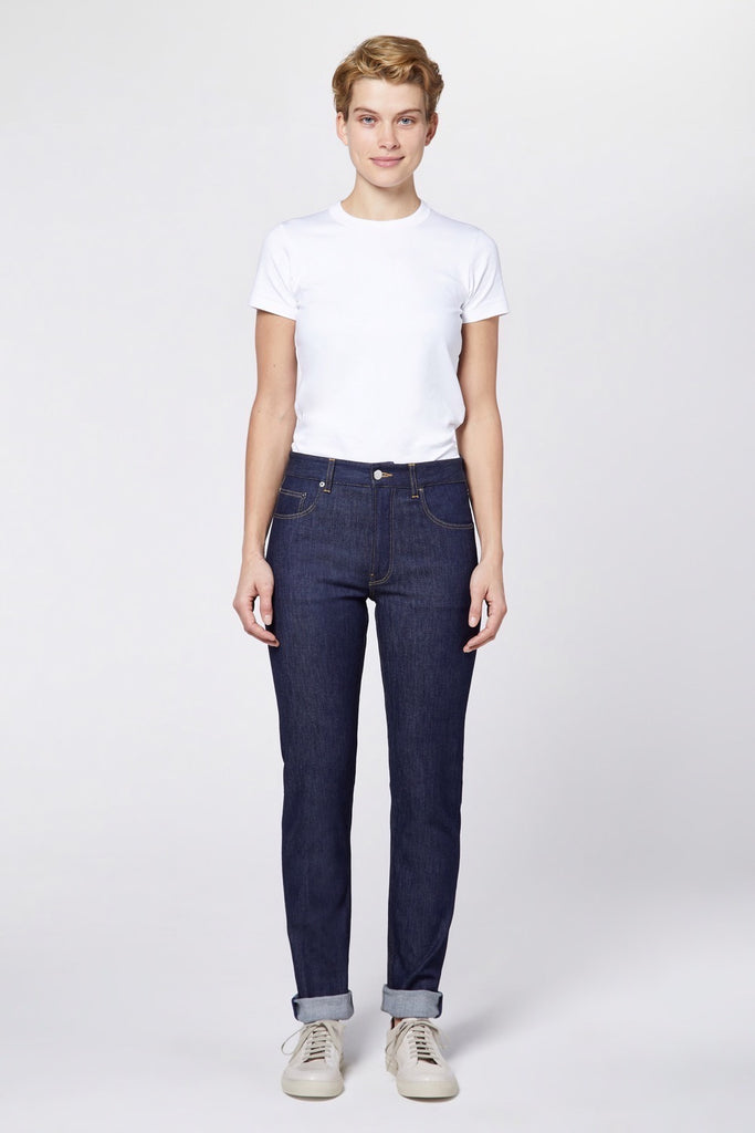 N5 Slim Straight Vegan Indigo 12.5oz Turkish Raw Stretch Womens Jeans