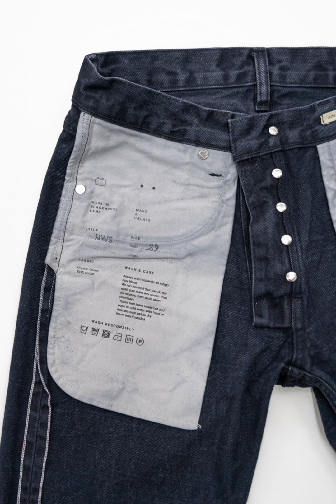 極美品　BLACKHORSE LANE ATELIERS ジーンズE10 W28 NW8 Heritage Slim Washed Black 15oz Italian Selvedge Mens Jeans